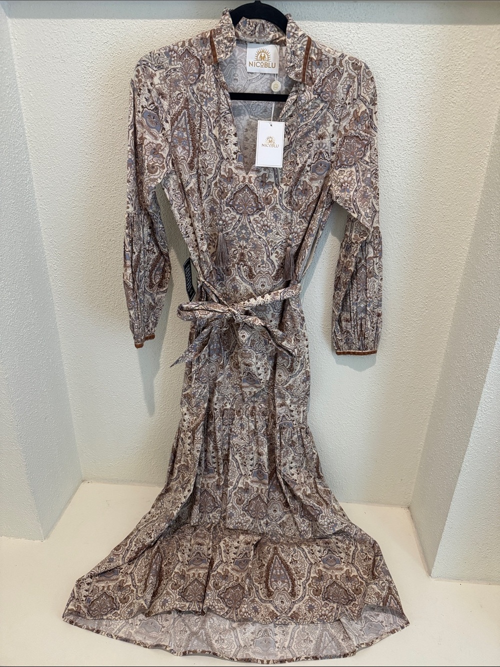 Nic+Zoe Brown Paisley Maxi Wrap Dress